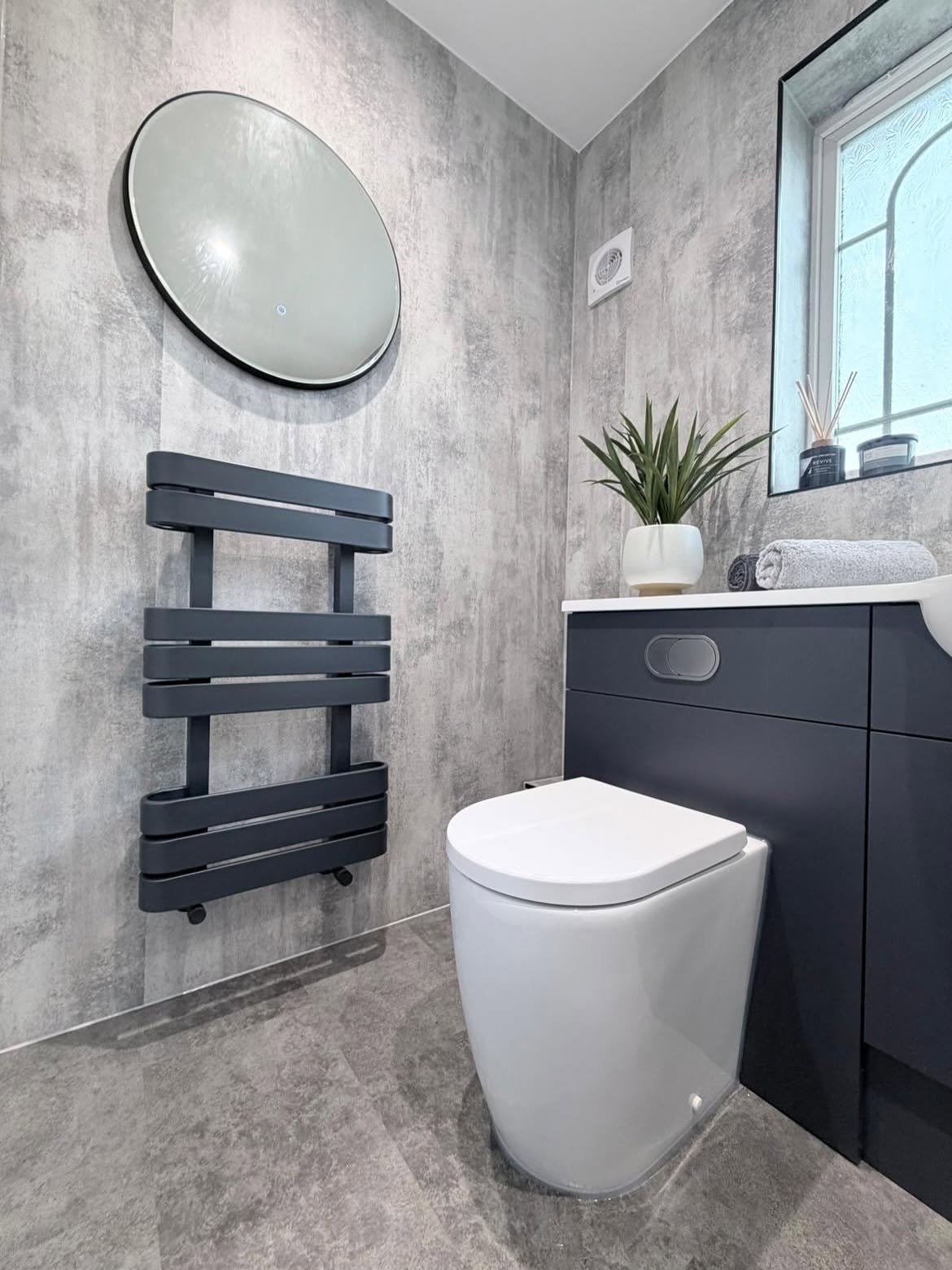 Contemporary modern bathroom renovation in Derbyshire with streamlined finishes