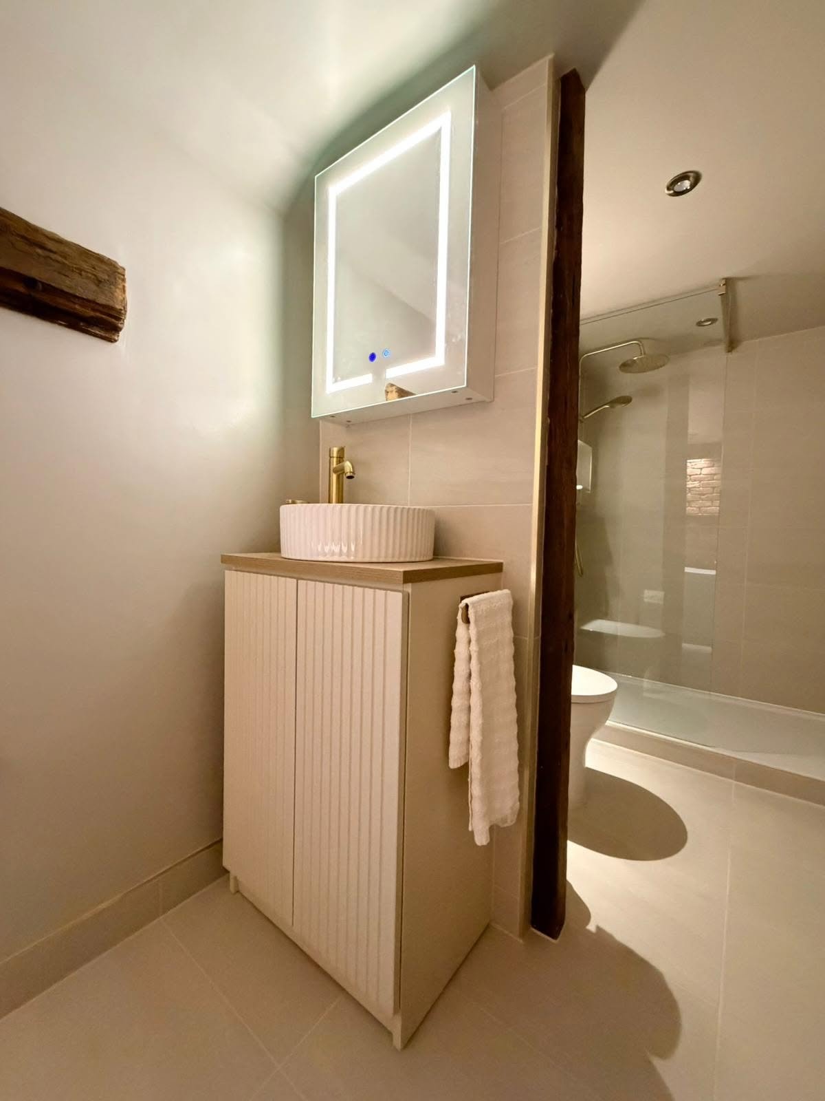 Bathroom lighting and underfloor heating design within a complete Derbyshire bathroom renovation